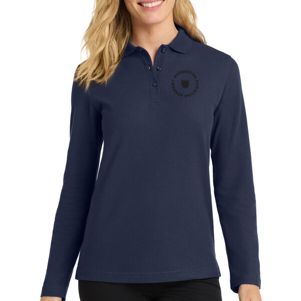 **CLOSEOUT ITEM** Ladies Silk Touch Long Sleeve Polo - Embroidered Logo Thumbnail