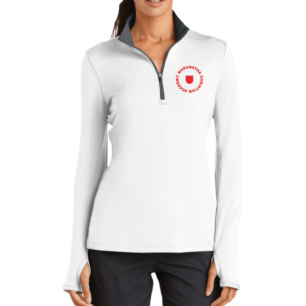 Nike Ladies Dri-FIT Stretch 1/2-Zip Cover-Up - Embroidered Logo Thumbnail
