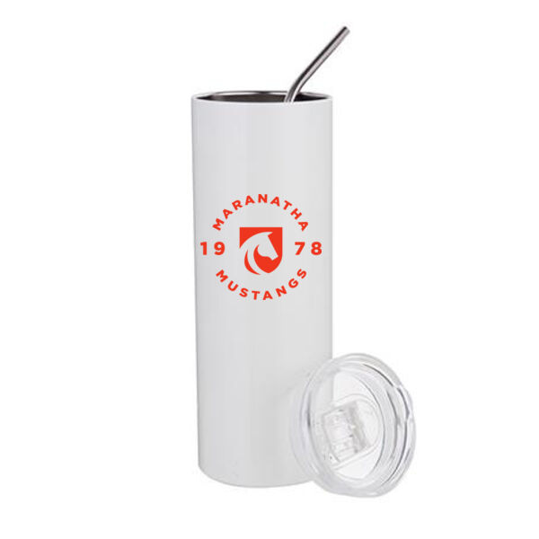 20 Oz Stainless Steel Tumbler with Straw & Lid - Sublimated Logo Thumbnail