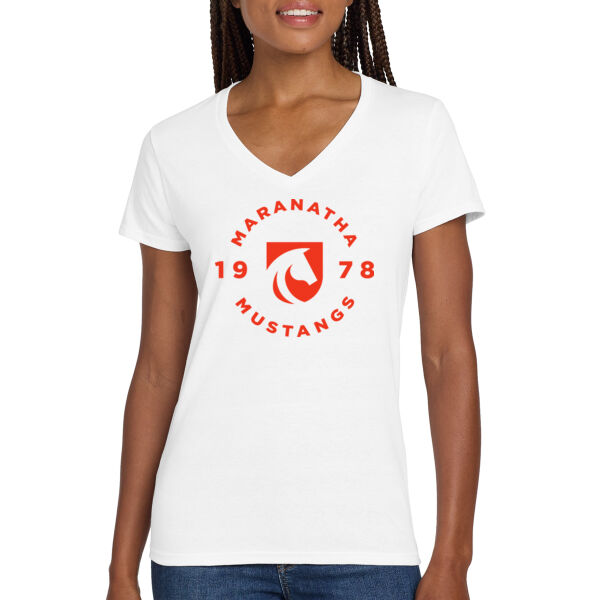 Gildan Women's Heavy Cotton 100% Cotton V-Neck T-Shirt - Printed Logo Thumbnail