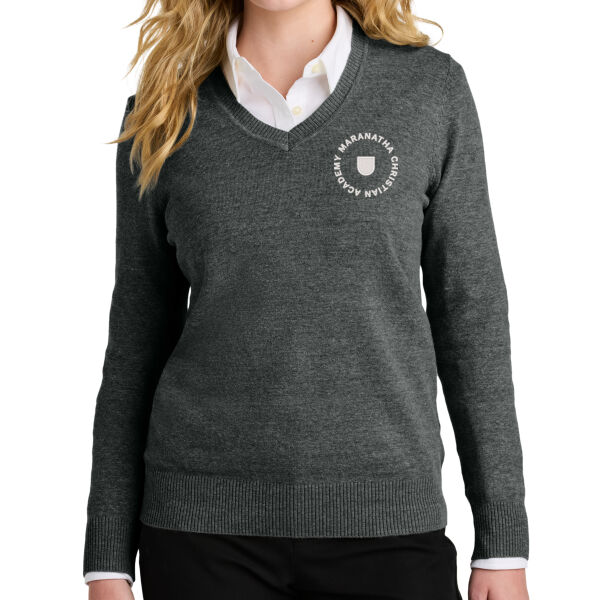 Port Authority Women's Easy Care V-Neck Sweater - Embroidered Logo Thumbnail