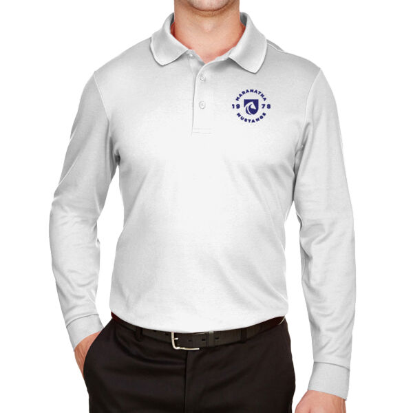 Devon & Jones CrownLux Performance Plaited Long Sleve Polo - Embroidered Logo Thumbnail
