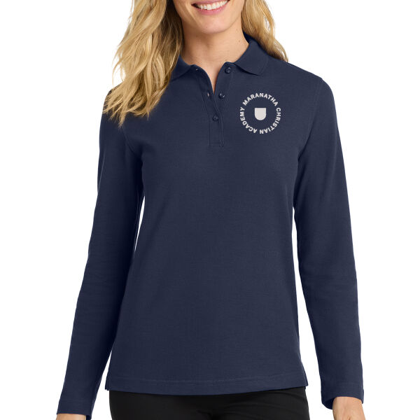 Port Authority Women's Silk Touch Long Sleeve Polo - Embroidered Logo Thumbnail