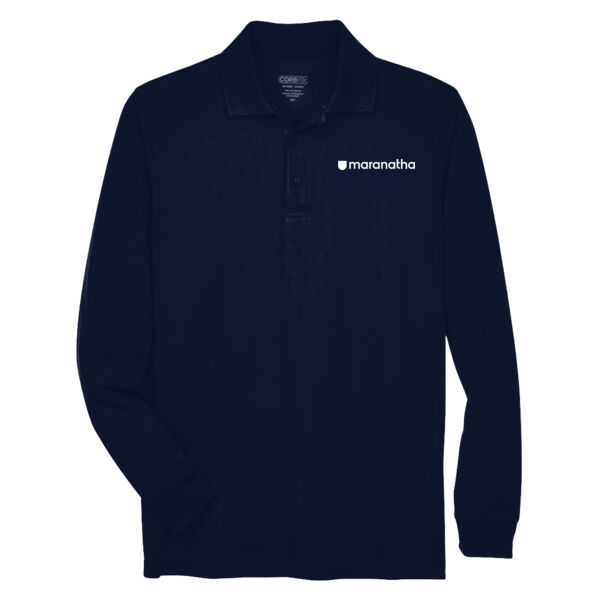 Core 365 Men's Pinnacle Performance Long Sleeve Pique Polo - Embroidered Logo Thumbnail